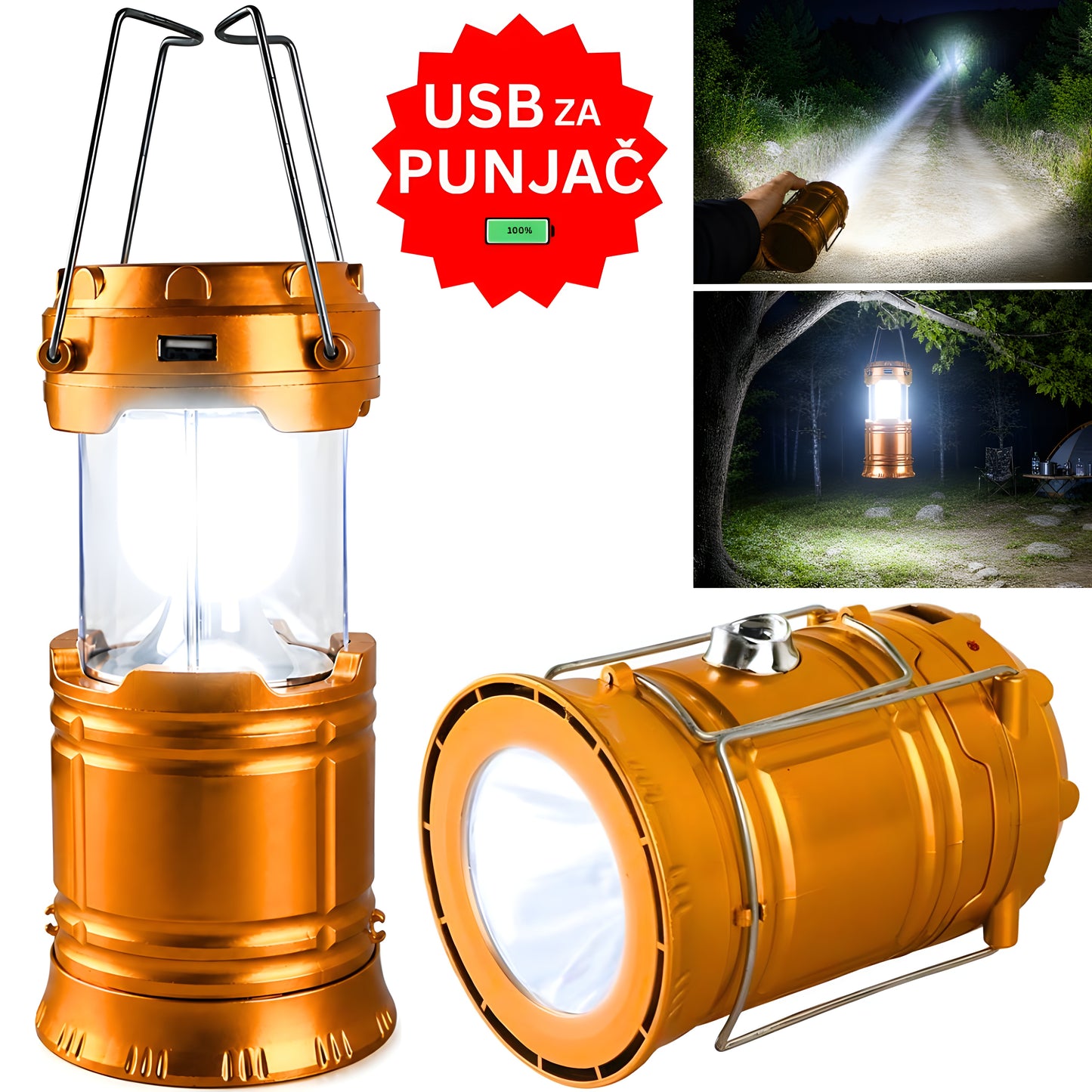 3U1 Solarna Fenjer Lampa sa Punjačem
