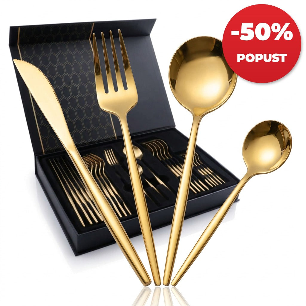 Zlatica premium zlatni set escajga od 24 dela – 50% popusta