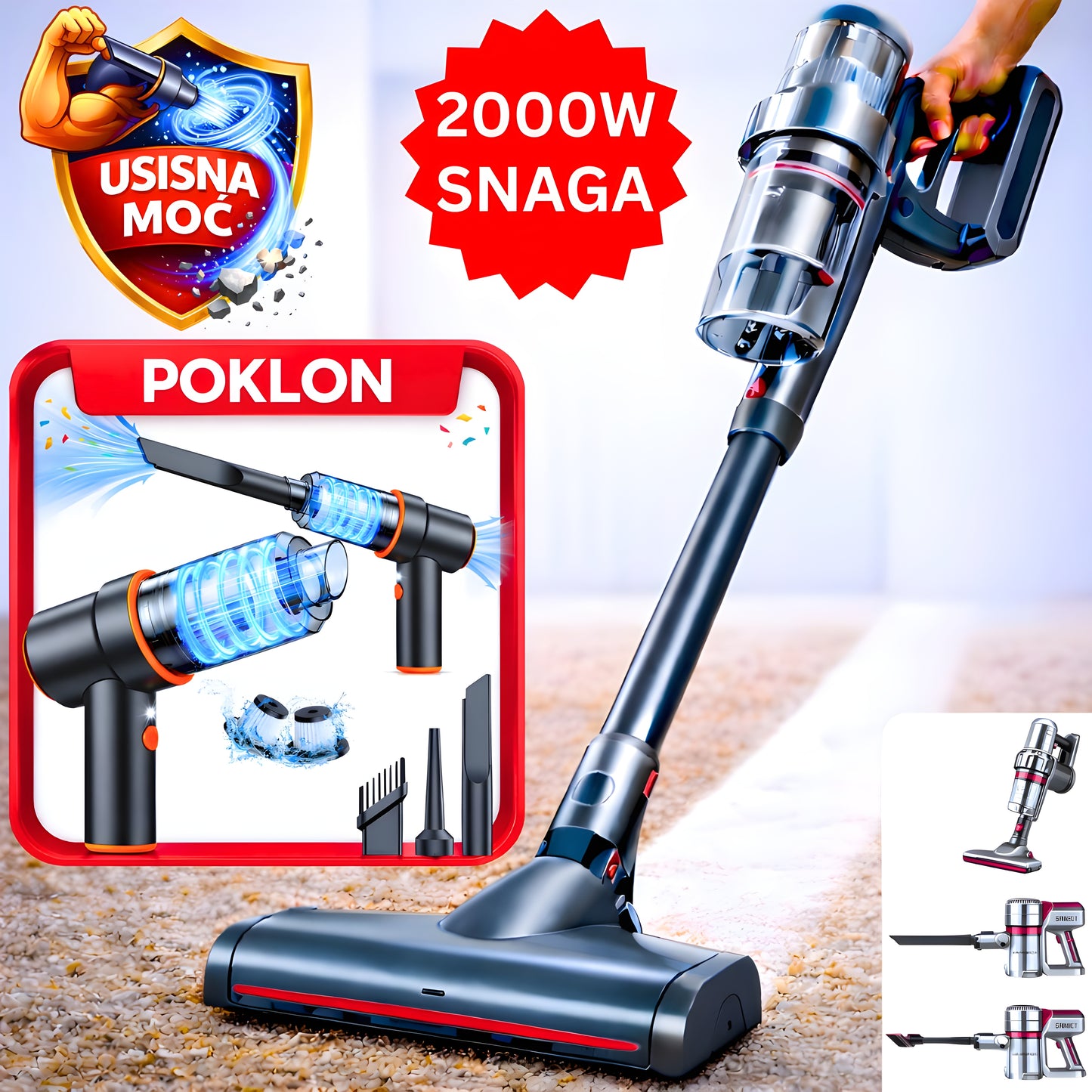 SokanyPOWER - 2U1 Vakuum Usisivač + POKLON